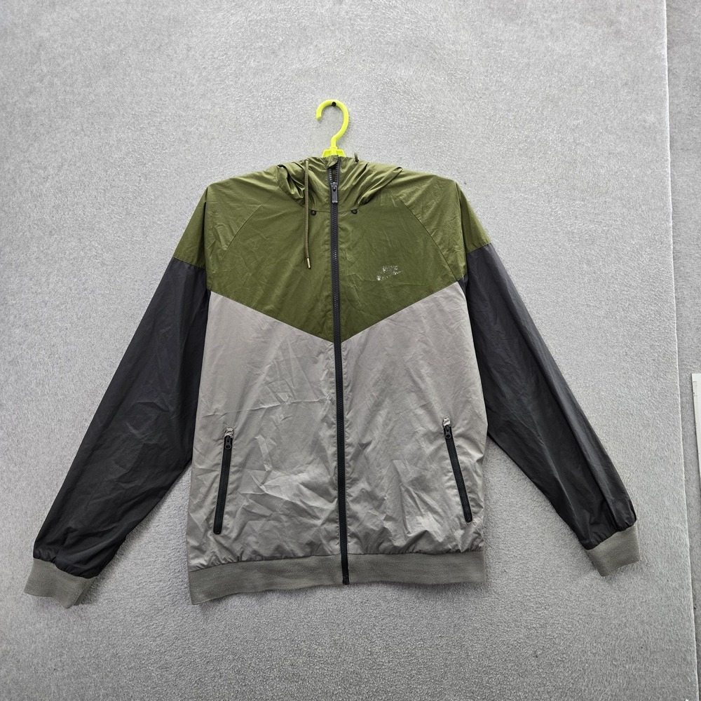 VINTAGE Nike Men Jacket L Green Colorblock Y2K Windbreaker Zipper Logo READ